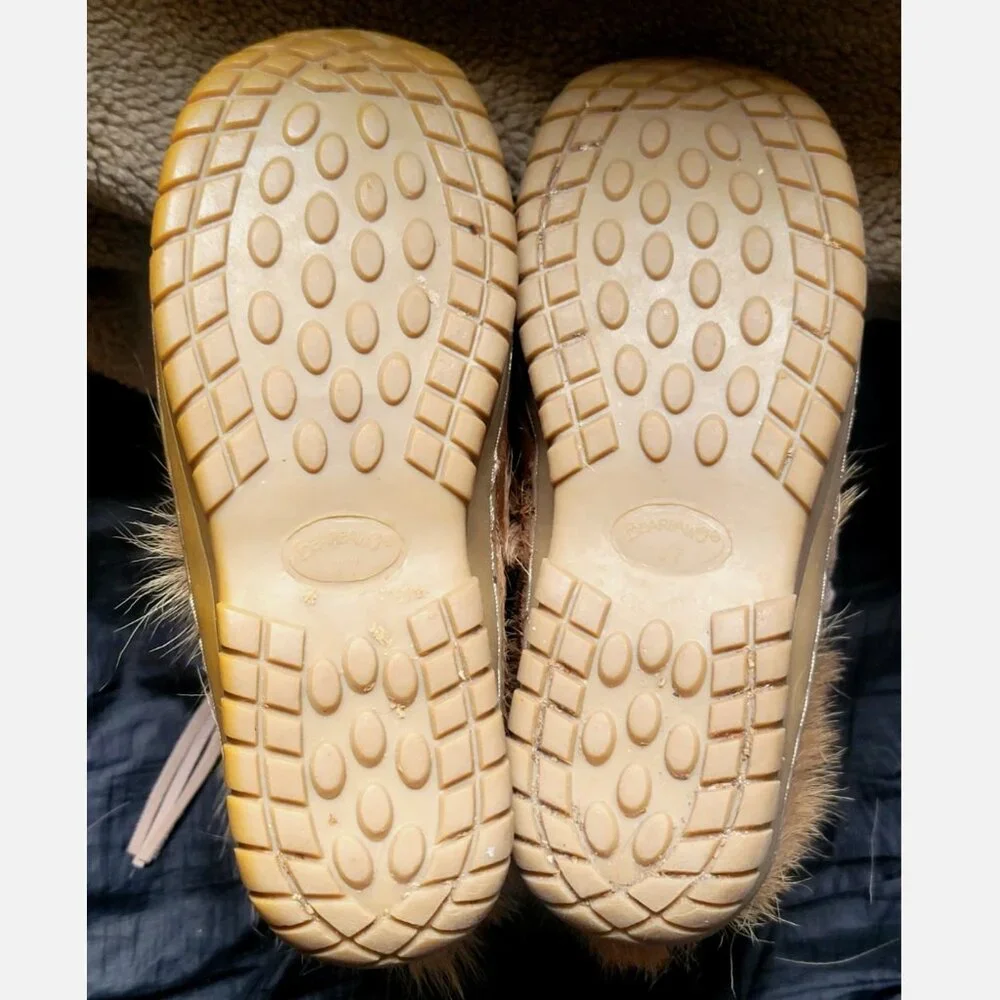 BearPaw KOLA Apres Ski Boots Sz 7 Real Fur Sheepskin Calf Goat Skin Wool Tan - Picture 13 of 16